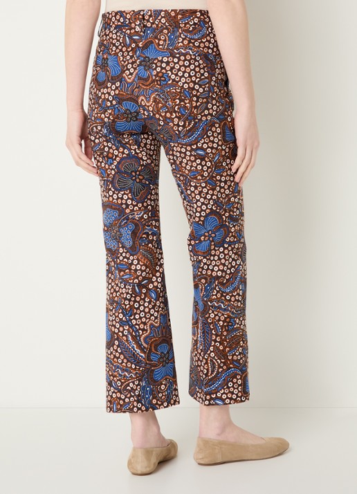 MaxMara Mid waist straight fit broek met bloemenprint - achterkant 4 cognac