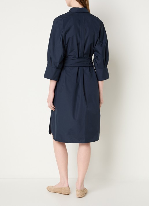 MaxMara Midi blousejurk met strikceintuur - achterkant indigo
