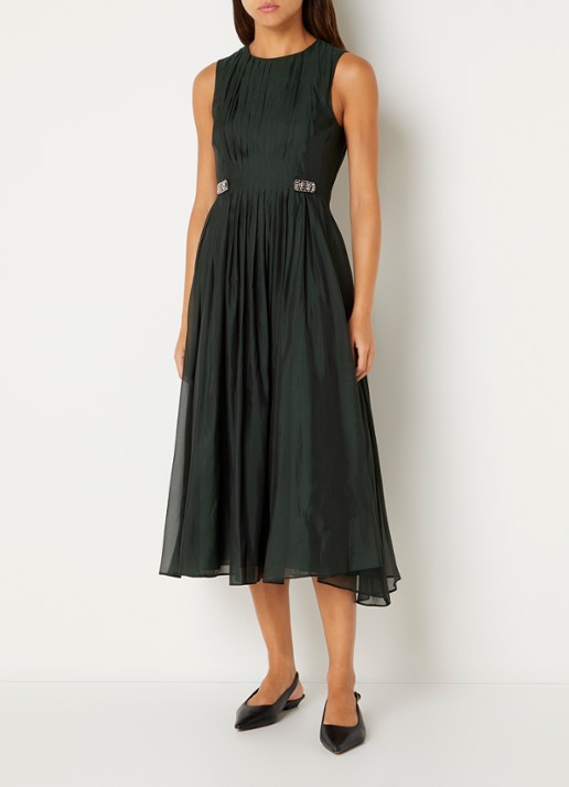 MaxMara Midi jurk in zijdeblend met plooidetail - detail 3 groen