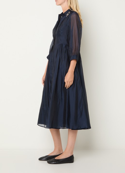 MaxMara Midi jurk van mesh - voorkant 3 donkerblauw