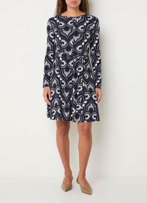 MaxMara Mini jurk met print - voorkant 4 donkerblauw