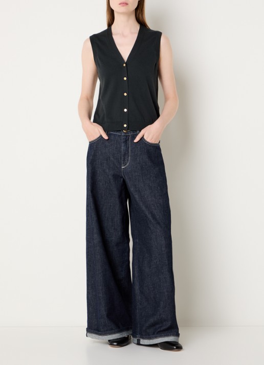 MaxMara Occhio high waist wide leg jeans met donkere wassing - voorkant 4 indigo