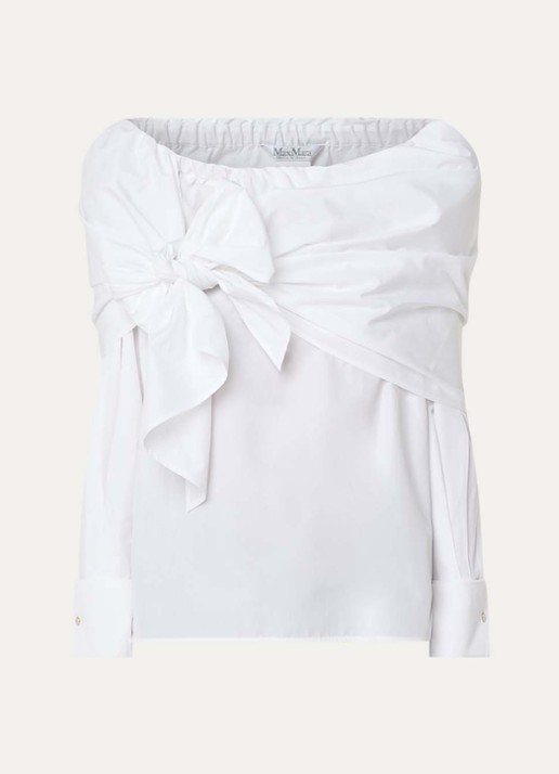 MaxMara Off-shoulder tuniek met strik detail - voorkant 2 wit