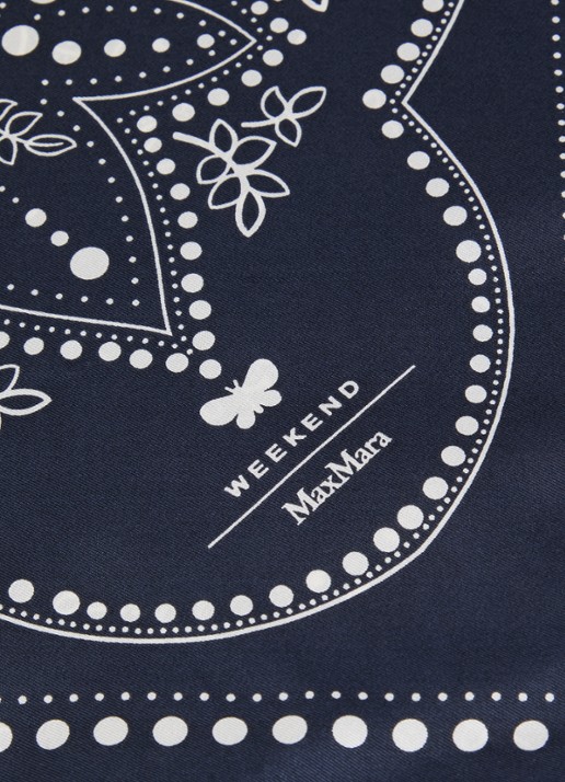 MaxMara Onesto sjaal van zijde met paisley dessin 90 x 90 cm - detail 6 donkerblauw
