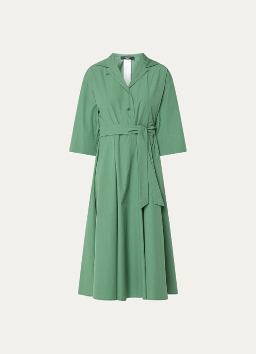 MaxMara Padana midi tuniekjurk met strikceintuur - voorkant groen