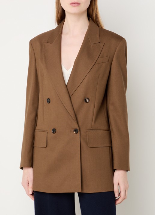 MaxMara Palanca double-breasted blazer in zijdeblend met klepzakken - detail 2 bruin