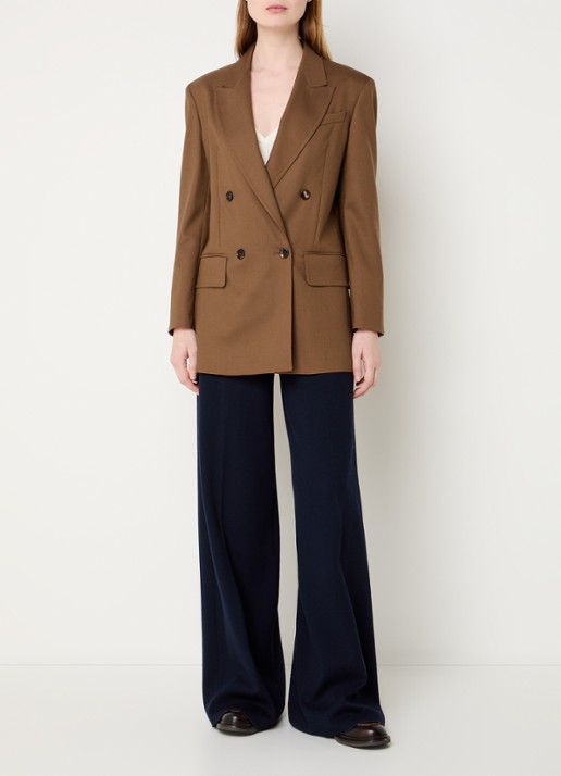 MaxMara Palanca double-breasted blazer in zijdeblend met klepzakken - voorkant 4 bruin