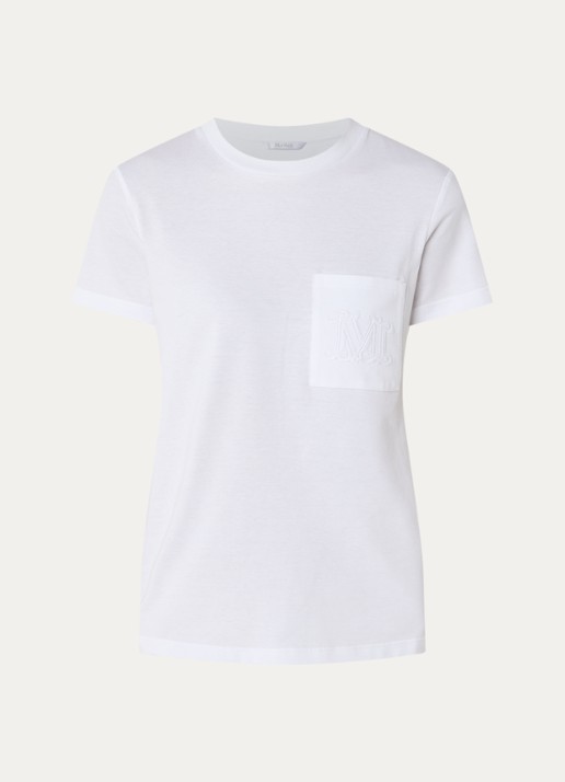 MaxMara Papaia T-shirt met logoborduring - voorkant 2 wit