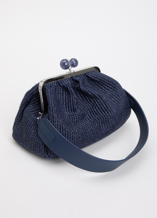 MaxMara Pasticcino clutch met gevlochten detail en afneembare schouderriem - achterkant donkerblauw