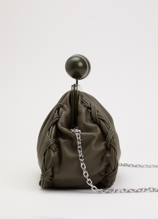 MaxMara Pasticcino schoudertas van leer met afneembare schouderriem - detail 3 khaki