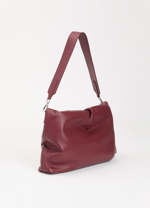 MaxMara Pasticcino schoudertas van schapenleer met afneembare schouderriem - achterkant bordeauxrood