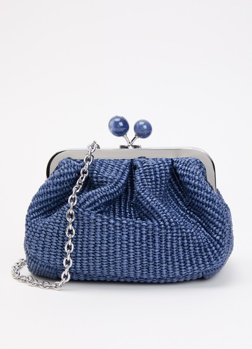 MaxMara Pasticcino Small clutch met gevlochten detail en afneembare schouderriem - voorkant blauw