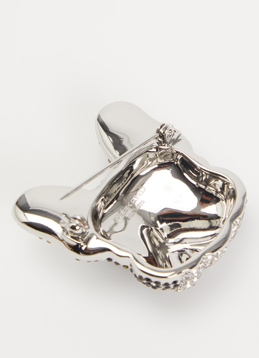 MaxMara Perle broche met strass - detail zilver