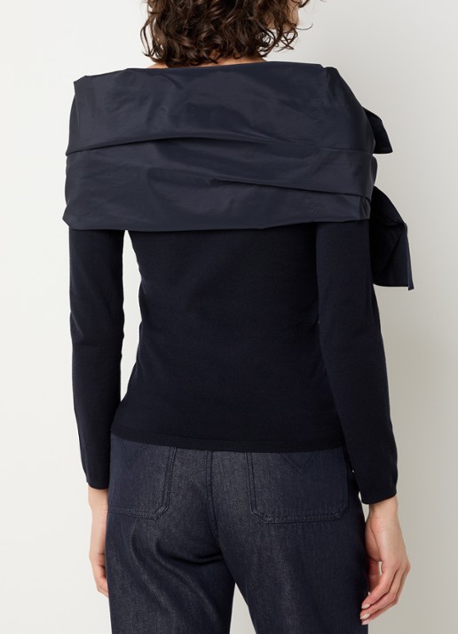 MaxMara Portici fijngebreide trui met boothals - achterkant 3 donkerblauw