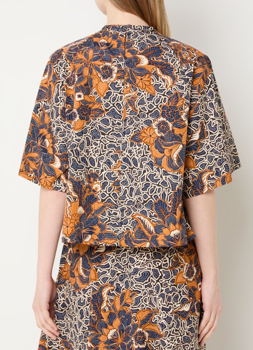 MaxMara Quaglia tuniek met bloemenprint - achterkant 3 donkerblauw