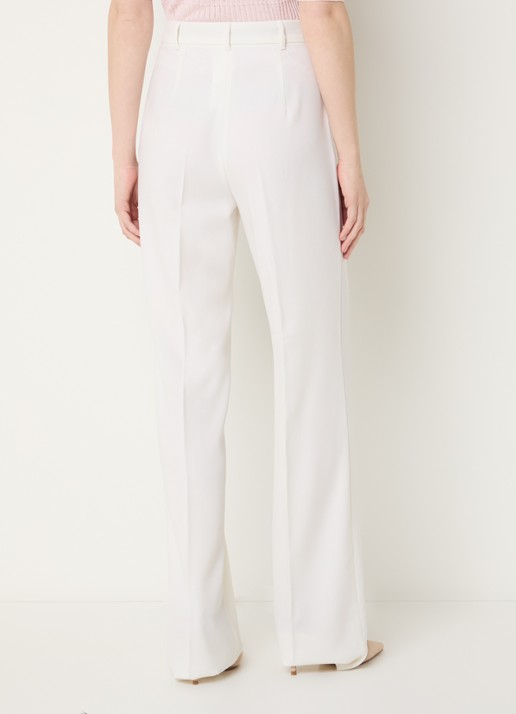 MaxMara Quasar high waist straight fit pantalon van scheerwol met persplooi - achterkant wit
