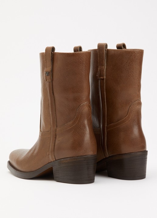 MaxMara Ranch enkellaarsje van leer - achterkant 3 lichtbruin