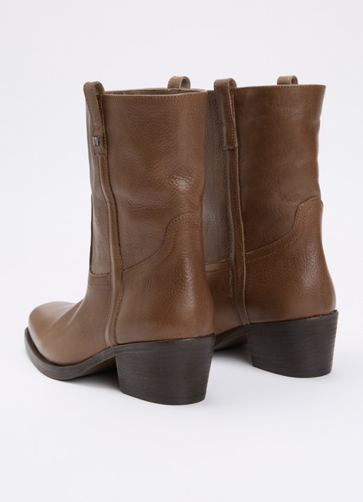 MaxMara Ranch enkellaarsje van leer - achterkant 4 lichtbruin