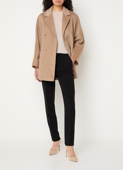 MaxMara Rebus double-breasted mantel in kasjmierblend met steekzakken - voorkant 2 camel