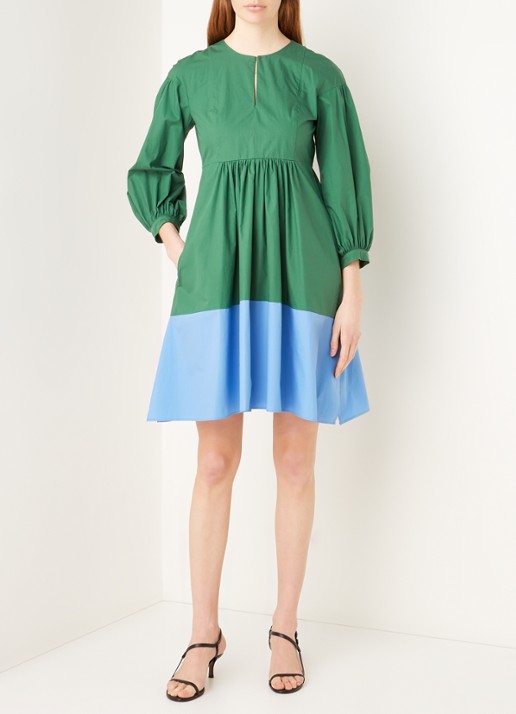 MaxMara Sala mini tuniekjurk met pofmouw - voorkant 3 groen
