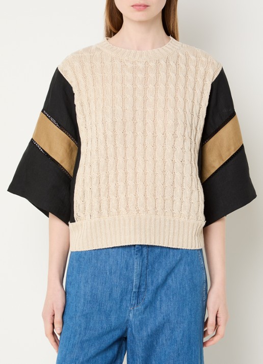MaxMara Scatola kabelgebreide trui van linnen