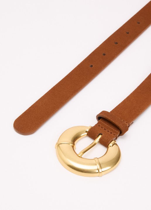 MaxMara Sebino riem van suède  - detail cognac
