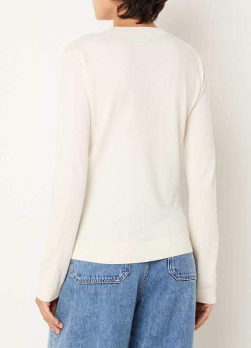MaxMara Sicilia fijngebreide pullover in zijdeblend met ronde hals - achterkant 3 ivoor