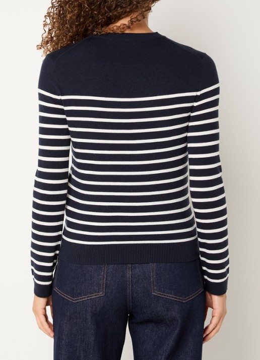 MaxMara Sicilia fijngebreide pullover in zijdeblend met ronde hals - achterkant 4 donkerblauw