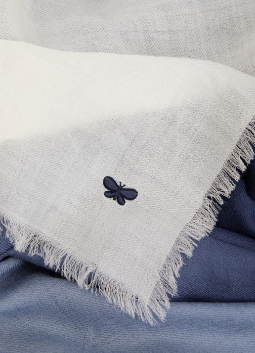 MaxMara Sjaal van wol met dip-dye dessin 140 x 140 cm - detail 2 donkerblauw