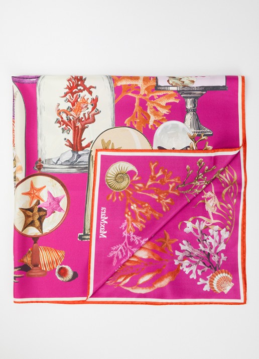 MaxMara Sjaal van zijde 90 x 90 cm - voorkant fuchsia