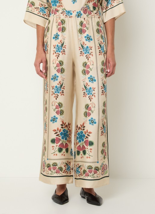 MaxMara Snack high waist wide fit pantalon van zijde met print