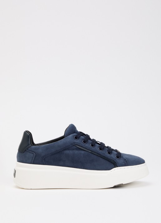 MaxMara Sneaker van suède met details van leer - voorkant 2 indigo