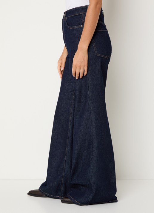 MaxMara Sport high waist wide leg jeans met donkere wassing - detail 4 indigo