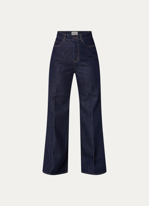 MaxMara Sport high waist wide leg jeans met donkere wassing - voorkant indigo