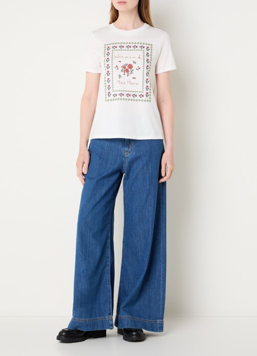 MaxMara T-shirt met logoprint - voorkant 2 wit