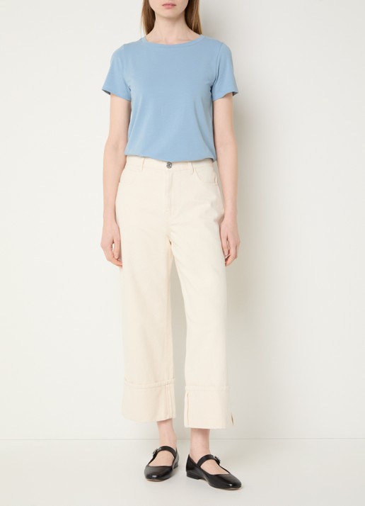 MaxMara T-shirt met ronde hals - voorkant 3 lichtblauw
