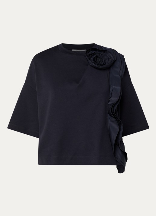 MaxMara T-shirt met volant - voorkant 2 donkerblauw