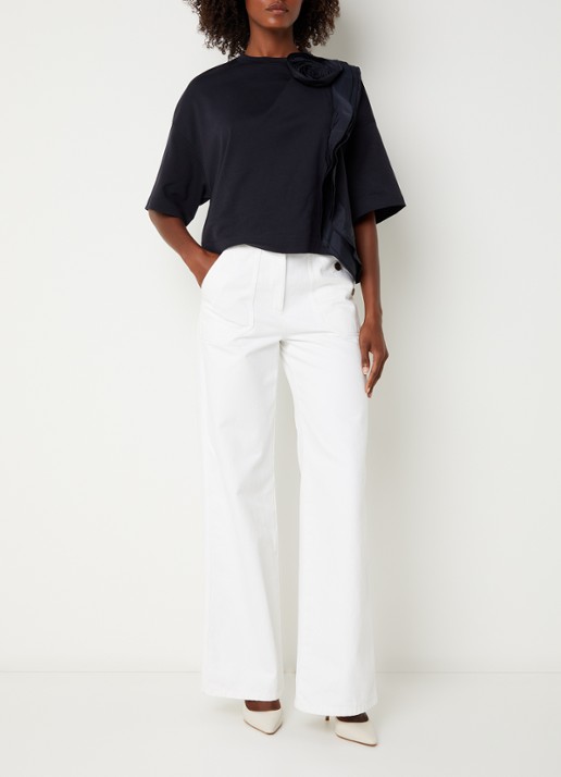 MaxMara T-shirt met volant - voorkant 3 donkerblauw