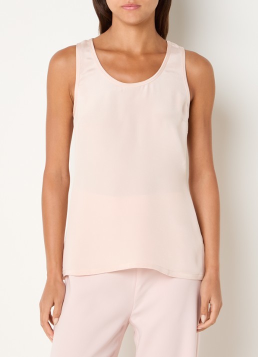 MaxMara Tanktop van zijde met logoborduring - detail lichtroze