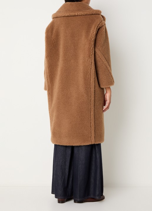 MaxMara Teddy double breasted mantel van kamelenwol met steekzakken  - achterkant 4 camel