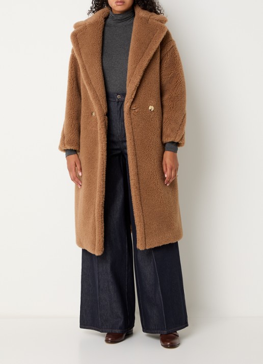 MaxMara Teddy double breasted mantel van kamelenwol met steekzakken  - voorkant 3 camel
