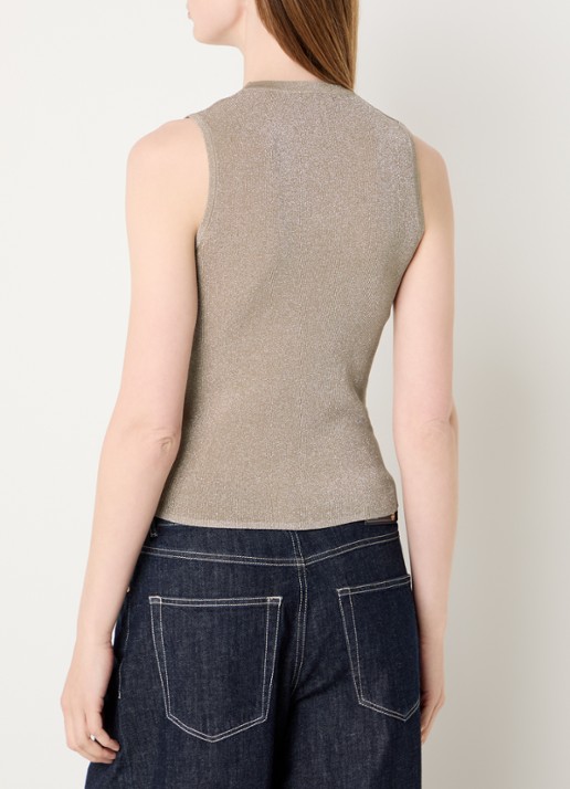 MaxMara Top met metallic finish - achterkant khaki