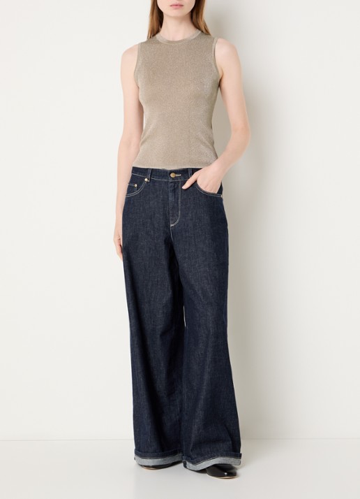 MaxMara Top met metallic finish - voorkant 3 khaki