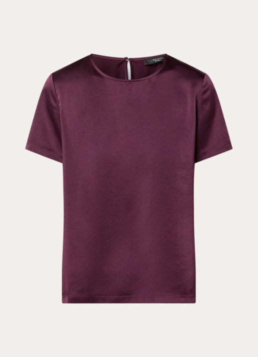 MaxMara Top van satijn met ronde hals - voorkant 2 bordeauxrood