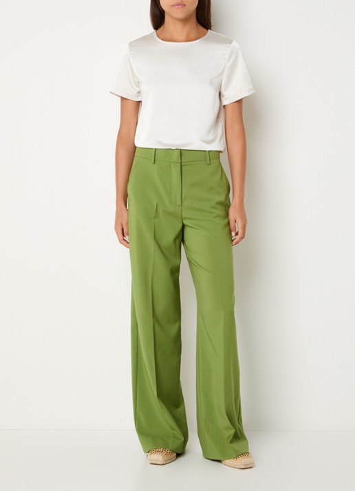 MaxMara Top van satijn - voorkant 3 gebroken wit