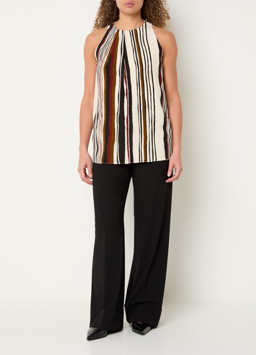 MaxMara Top van zijde met streepprint - voorkant 4 bordeauxrood
