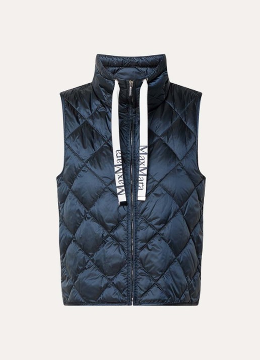 MaxMara Tregic gewatteerde bodywarmer met quilt patroon - voorkant donkerblauw