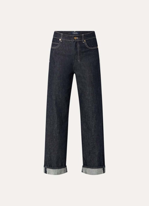 MaxMara Turn-up high waist wide fit cropped jeans - voorkant indigo