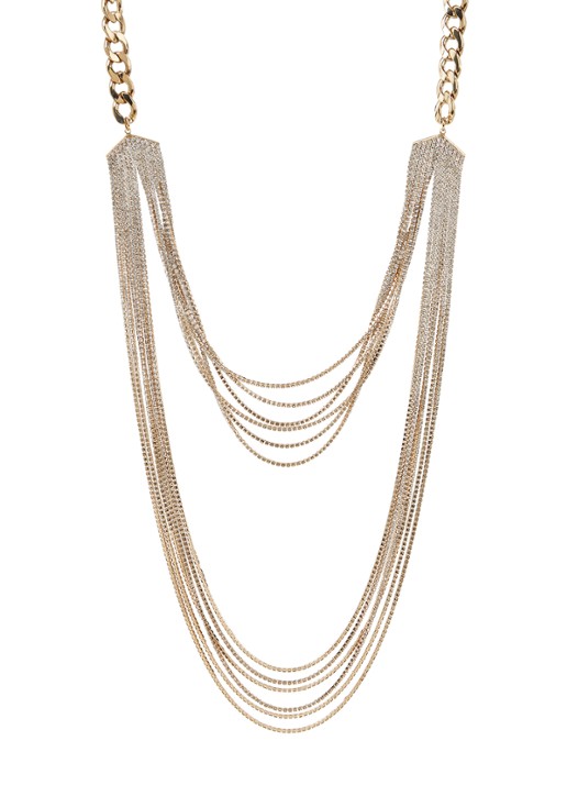 MaxMara Veruska statement ketting met strass - voorkant goud