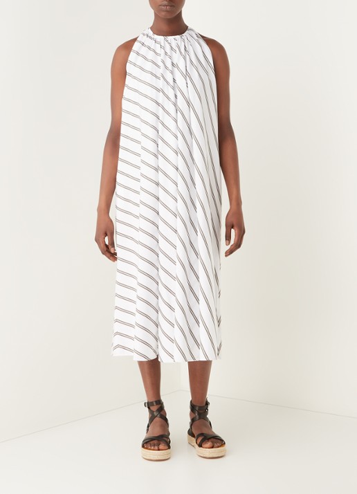 MaxMara Vischio midi jurk met streepprint - voorkant 4 wit
